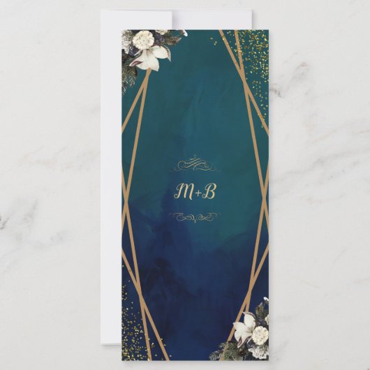 Romantic Floral Gold Wreat Wedding Menu Kaart (Achterkant)