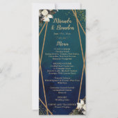 Romantic Floral Gold Wreat Wedding Menu Kaart (Voorkant)