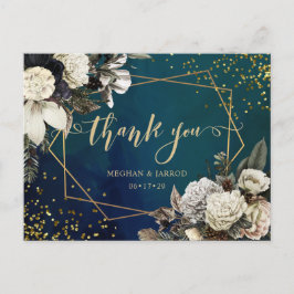 Romantic Floral Gold Wreath Weddenschap Briefkaart