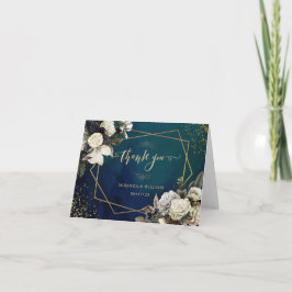 Romantic Floral Gold Wreath Weddenschap Hartelijk Bedankkaart