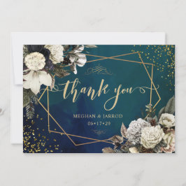 Romantic Floral Gold Wreath Weddenschap Hartelijk Bedankkaart