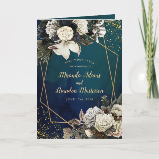 Romantic Floral Gold Wreath Wedding (Voorkant)