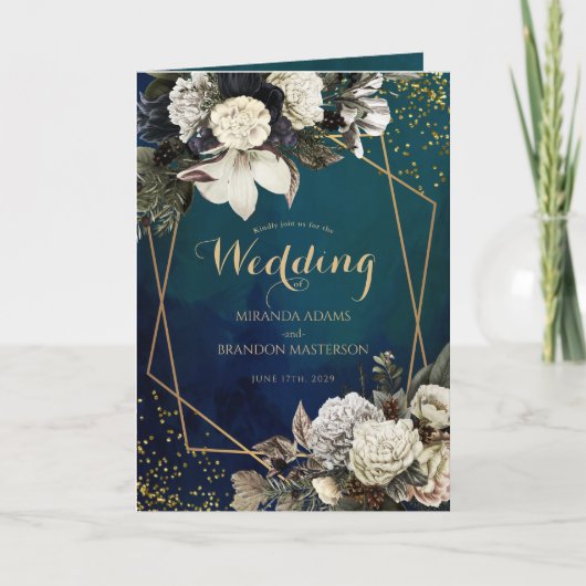 Romantic Floral Gold Wreath Wedding (Voorkant)