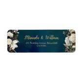 Romantic Floral Gold Wreath Wedding Etiket (Voorkant)