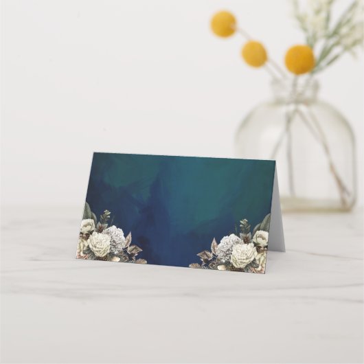 Romantic Floral Gold Wreath Wedding Plaatskaartje (Voorkant)