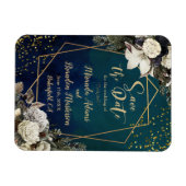 Romantic Floral Gold Wreath Wedding Save the Date Magneet (Horizontaal)