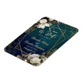 Romantic Floral Gold Wreath Wedding Save the Date Magneet (Linkerzijde)