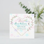 Romantic Floral Heart Bridal Shower Invitation | E Kaart (Staand voorkant)