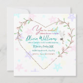 Romantic Floral Heart Bridal Shower Invitation | E Kaart (Voorkant)
