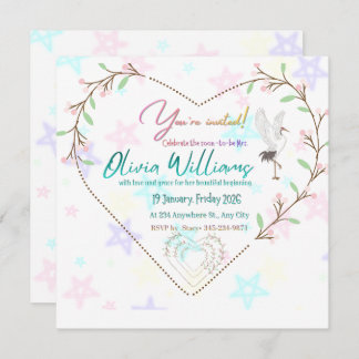 Romantic Floral Heart Bridal Shower Invitation | E Kaart