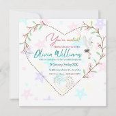 Romantic Floral Heart Bridal Shower Invitation | E Kaart (Voorkant)