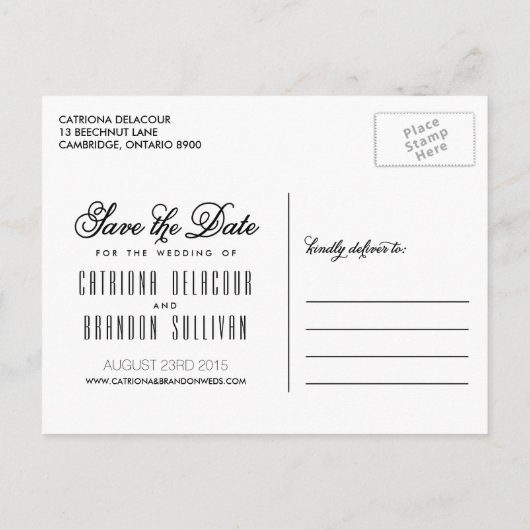 Romantic Floral Heart Photo Save the Date Briefkaa Aankondigingskaart (Achterkant)