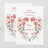 Romantic Floral Heart Poetic Fairytale Wedding Kaart (Voorkant / Achterkant)
