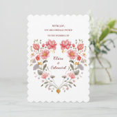 Romantic Floral Heart Poetic Fairytale Wedding Kaart (Staand voorkant)