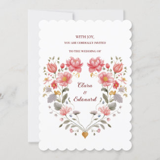 Romantic Floral Heart Poetic Fairytale Wedding Kaart