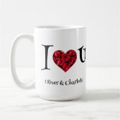 Romantic Floral Heart Red Roses Valentijn Koffiemok (Links)