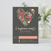 Romantic Floral Heart RSVP-kaart RSVP Kaartje (Staand voorkant)