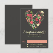 Romantic Floral Heart RSVP-kaart RSVP Kaartje (Voorkant / Achterkant)