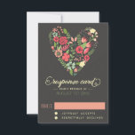 Romantic Floral Heart RSVP-kaart RSVP Kaartje<br><div class="desc">Floral Heart RSVP-kaart Elegant en whimsical RSVP-kaart met verschillende lentbloemen. Dit is een deel van een trouwsuite. Overeenkomende items en andere kleuren zijn beschikbaar.</div>