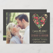 Romantic Floral Heart Sparen de Aankondiging van d (Voorkant / Achterkant)