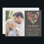 Romantic Floral Heart Sparen de Aankondiging van d<br><div class="desc">Elegant en whimsical sparen de datumaankondiging met verschillende lentbloemen. Dit is een deel van een trouwsuite. Overeenkomende items en andere kleuren zijn beschikbaar.</div>