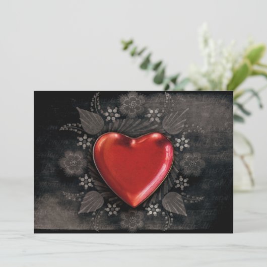 Romantic Floral Heart Valentijn Love Feestdagenkaart (Staand voorkant)