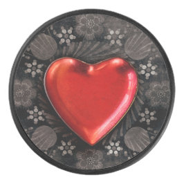 Romantic Floral Heart Valentijn Love Hockey Puck
