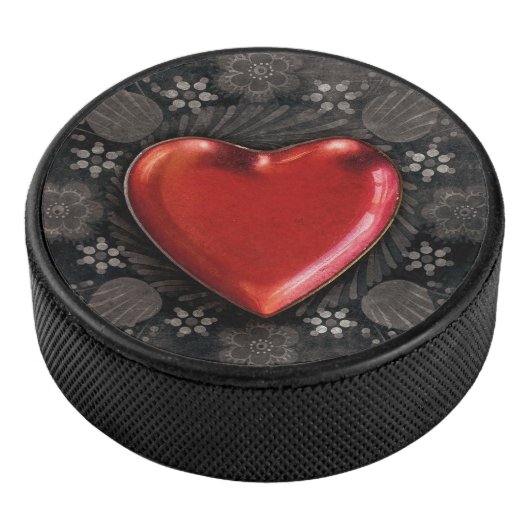 Romantic Floral Heart Valentijn Love Hockey Puck (3/4)