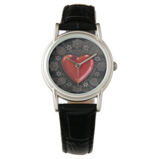 Romantic Floral Heart Valentijn Love Horloge (Voorkant)