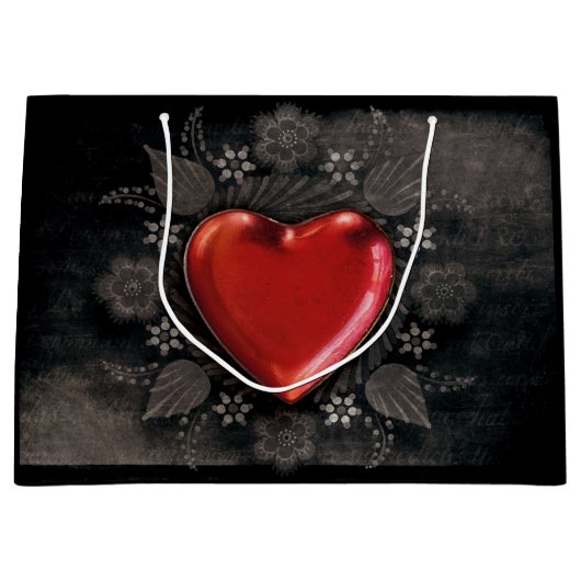 Romantic Floral Heart Valentijn Love Large Cadeautasje (Voorkant)