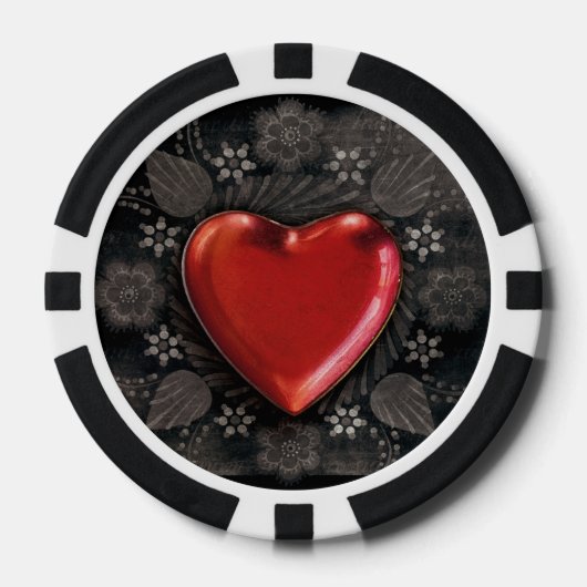 Romantic Floral Heart Valentijn Love Pokerchips (Voorkant)