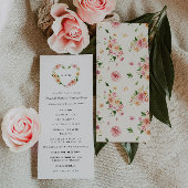 Romantic Floral Heart Wedding Ceremony Program Programmakaart