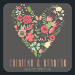 Romantic Floral Heart Wedding Favor Label Sticker<br><div class="desc">Elegant en griezelige sticker met verschillende lentbloemen. Dit is een deel van een trouwsuite. Overeenkomende items en andere kleuren zijn beschikbaar.</div>