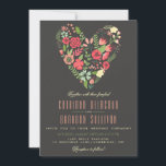 Romantic Floral Heart Wedding Invitation Kaart<br><div class="desc">Floral Heart Wedding Invitation Elegant en whimsical-uitnodiging met allerlei lentbloemen. Dit is een deel van een trouwsuite. Overeenkomende items en andere kleuren zijn beschikbaar.</div>