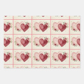 Romantic Floral Hearts, Boho Neon Wolf, Valentine  Inpakpapier Vel (Voorkant 3)