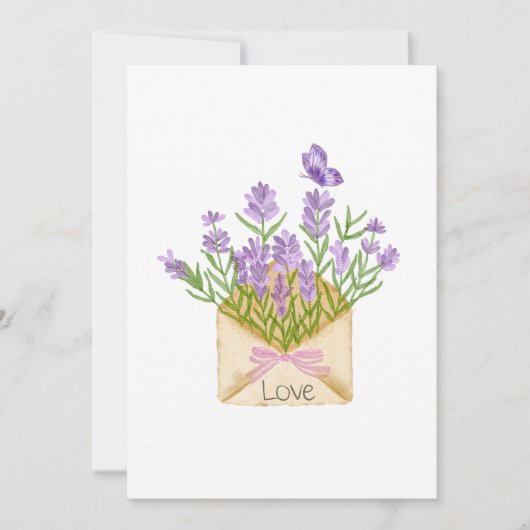 Romantic Floral Illustration with Love Message Kaart (Voorkant)