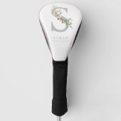 Romantic Floral Initial personal Monogram in Pink Golfheadcover (Voorkant)