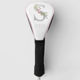 Romantic Floral Initial personal Monogram in Pink Golfheadcover