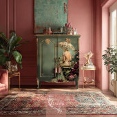 Romantic Floral, Lady & a Parasol, Matching Set Inpakpapier Vel