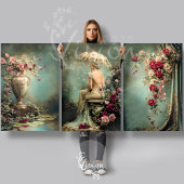 Romantic Floral, Lady & a Parasol, Matching Set Inpakpapier Vel