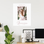 Romantic Floral Lijst Foto Quinceañera Spaans Poster (Thuiskantoor)