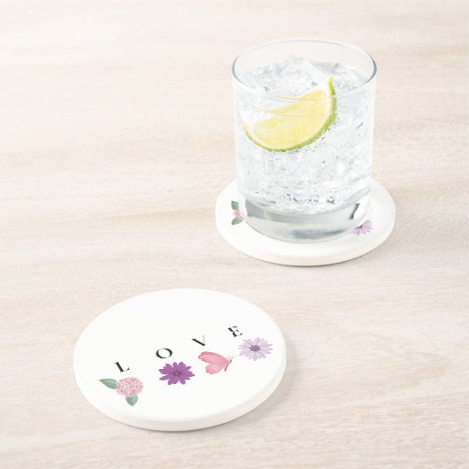 Romantic Floral Love Gift Zandsteen Onderzetter (Zijkant)