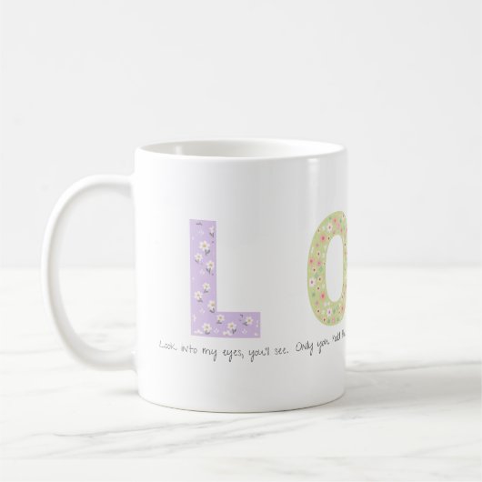 Romantic Floral LOVE Initial Acrostic Design Koffiemok (Links)