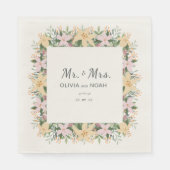 Romantic Floral Mr and Mrs Wedding Servet (Voorkant)