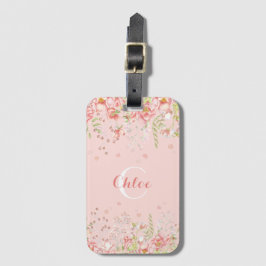 Romantic Floral Name Monogram Bagagelabel