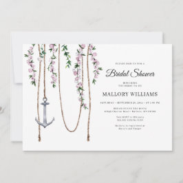 Romantic Floral Nautical Anchor Vrijgezellenfeest Kaart