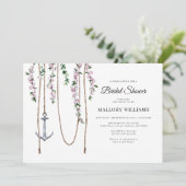 Romantic Floral Nautical Anchor Vrijgezellenfeest Kaart (Staand voorkant)