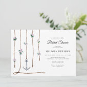 Romantic Floral Nautical Anchor Vrijgezellenfeest  Kaart (Staand voorkant)