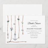 Romantic Floral Nautical Anchor Vrijgezellenfeest  Kaart (Voorkant / Achterkant)