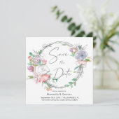 Romantic Floral Paars Pink Square Save the Date (Staand voorkant)